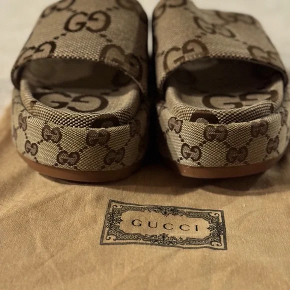 BNWB Canvas Women's platform slide sandal - Picture 3 of 11